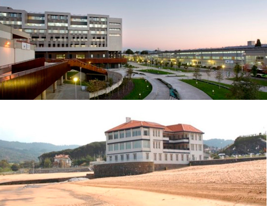 Arriba: Facultad de Ciencia y Tecnología / Abajo: Estación Marina de Plentzia