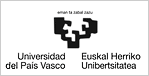 Logo compuesto por el símbolo de la UPV/EHU con el texto Universidad del País Vasco / Euskal Herriko Unibertsitatea debajo en negro sobre blanco