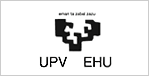 Logo compuesto por el símbolo de la UPV/EHU con las siglas debajo, en negro sobre blanco